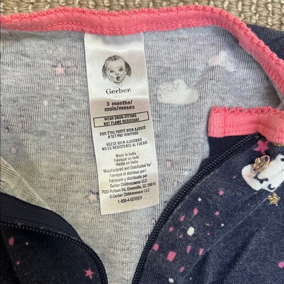 GERBER One Piece Pajama - Navy and Pink - Picture 2 of 7